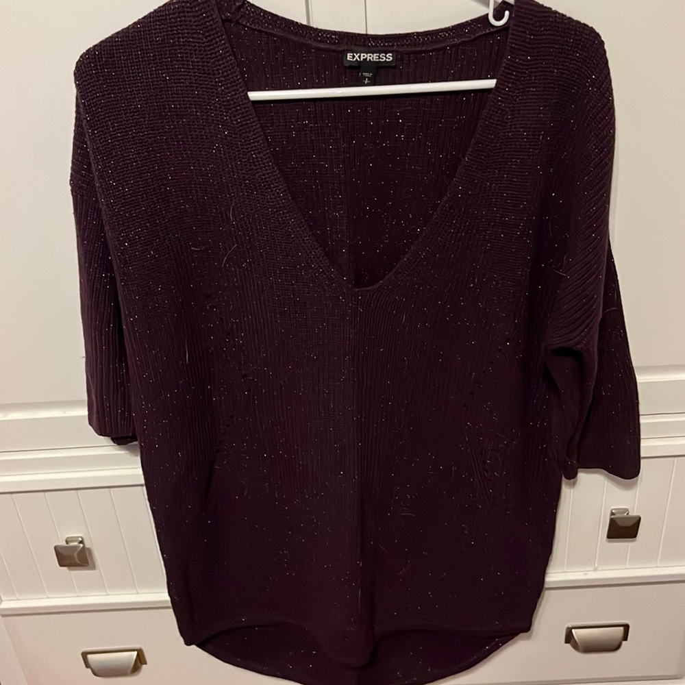 Express sweater, dark purple w. sparkle threads throughout, excellent condition